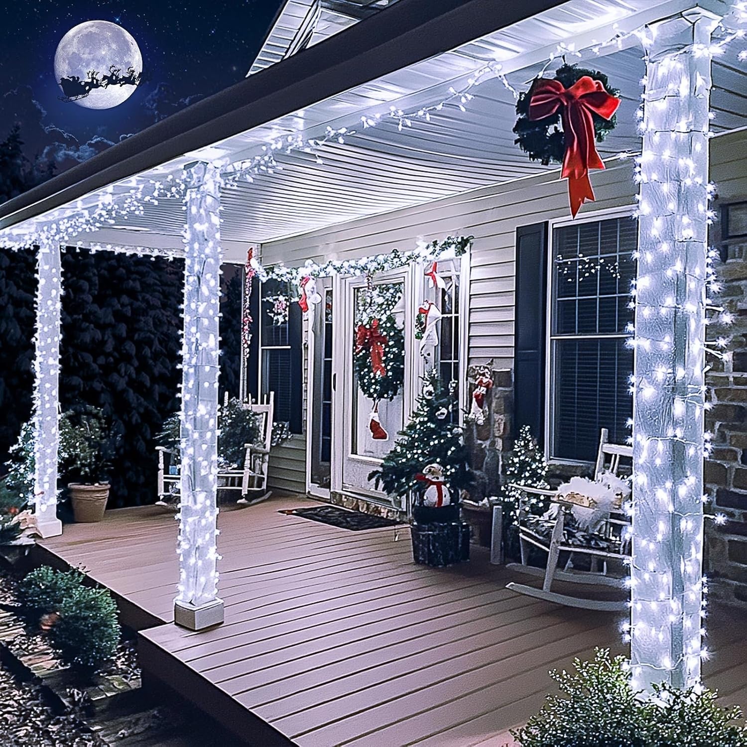250 LED White Christmas Lights Indoor Outdoor, 91.5Ft Connectable Christmas String Lights 8 Modes, Clear Wire Twinkle String Light Plug in for Bedroom Wedding Garden Party Decoration
