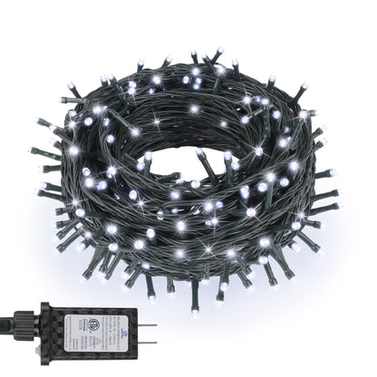 66Ft 200 LED Plug in Christmas Lights Green Wire Twinkle Christmas Tree Lights, White