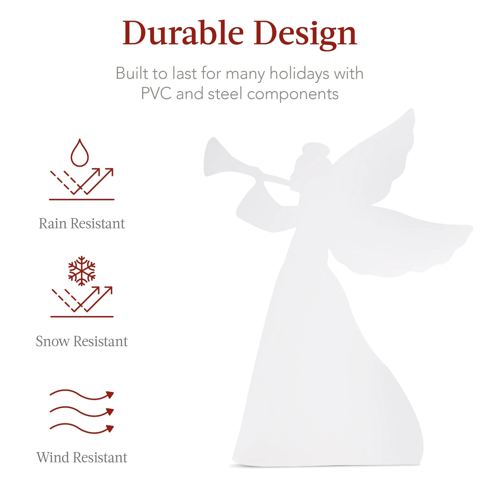 3Ft Set of 2 Christmas Angel Yard Decorations W/ Weather-Resistant PVC, 4 Stakes