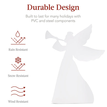 3Ft Set of 2 Christmas Angel Yard Decorations W/ Weather-Resistant PVC, 4 Stakes