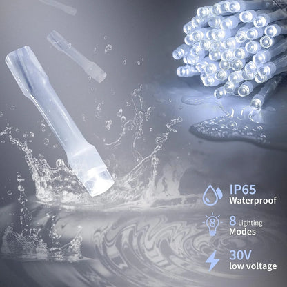 33Ft 410 LED Christmas String Lights White Fairy Lights Led Icicle Christmas Lights Plug-In for Christmas, Holiday, Wedding (Cool White)