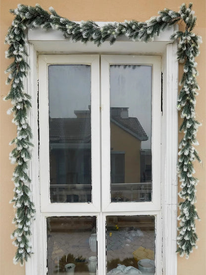 Christmas Garland with Lights 6Ft Pre-Lit Artificial Greenery Christmas Decorations Outdoor Indoor, Battery Operated 8 Lighting Modes