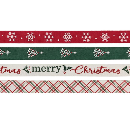 Assorted Red, White, and Green Christmas Ribbon, 9', 6 Count, by