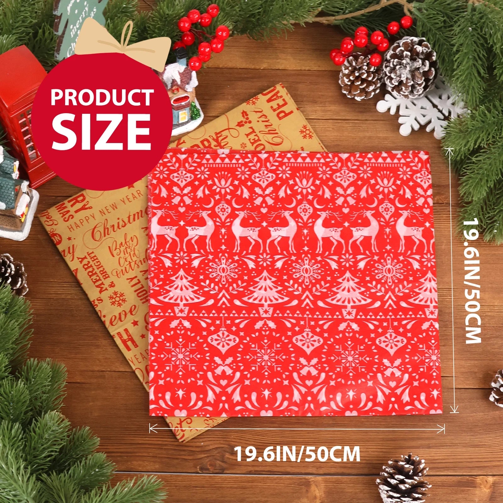 150Pcs Christmas Tissue Paper Sheets Christmas Wrapping Paper Xmas Tissue Paper for Gift Bags Gift Wrap