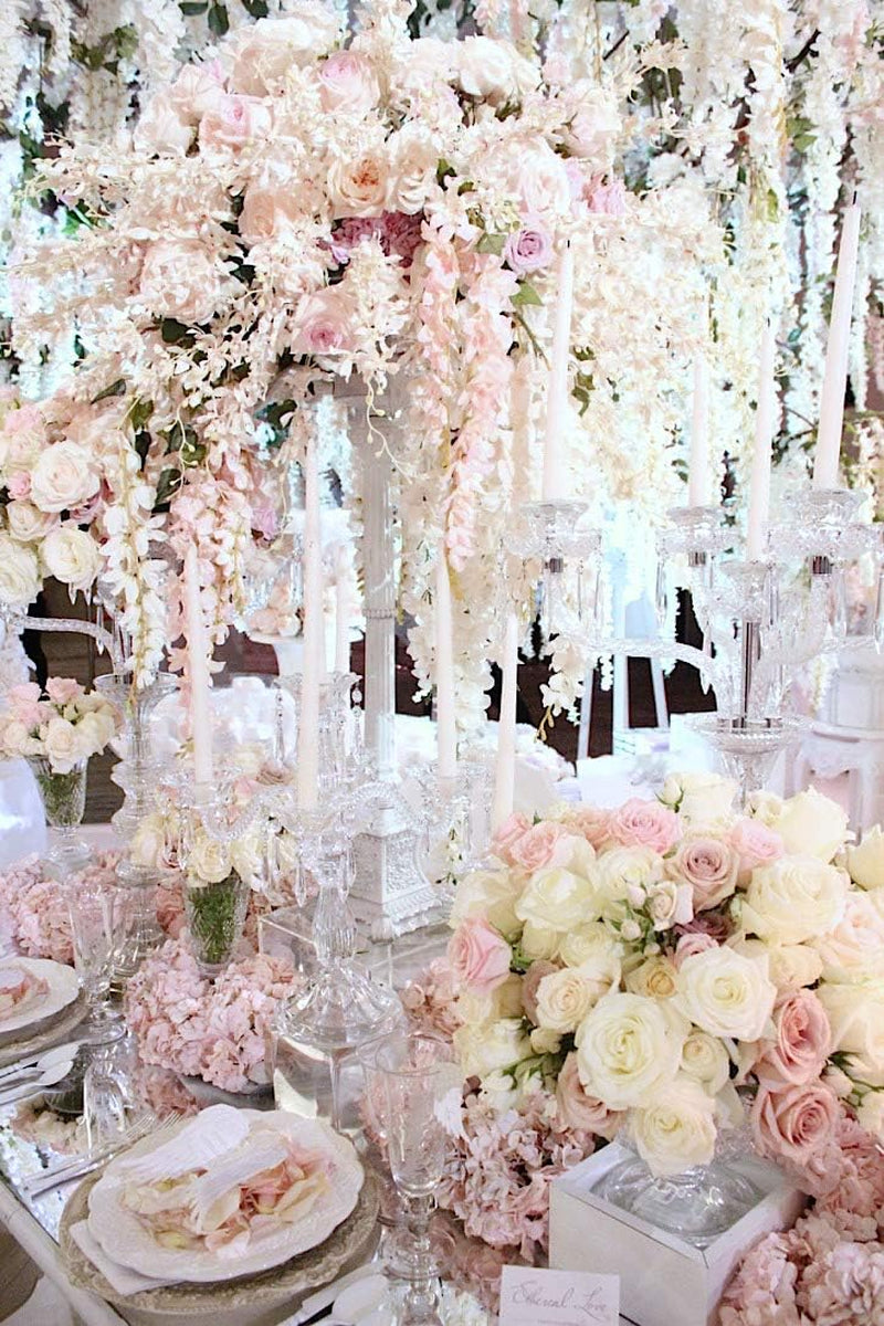 Silk Hydrangea Heads with Stems,Baby Pink Artificial Flower Heads DIY Wedding Centerpiece Home Party Baby Shower Decor (Baby Pink, 10)