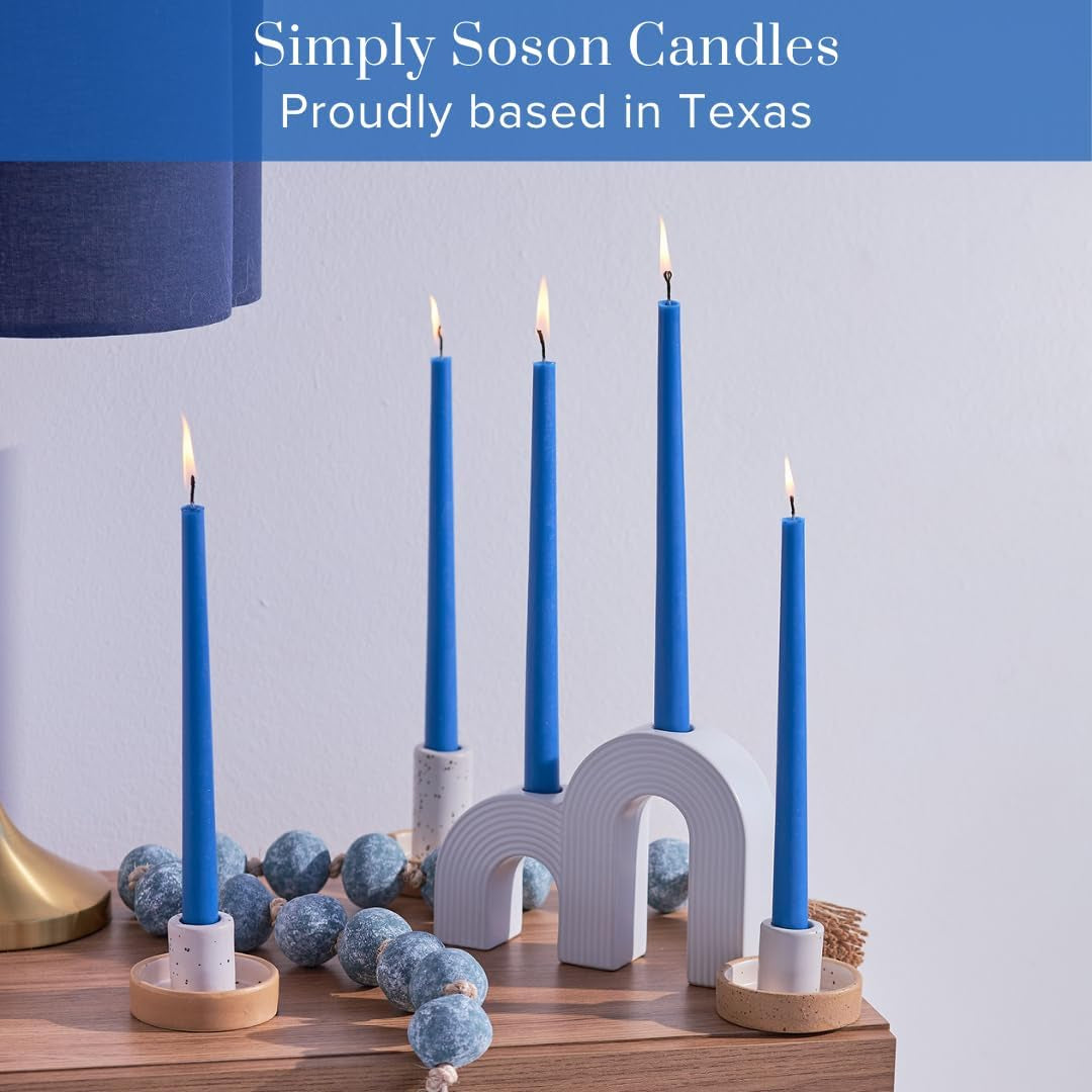 10 Inch Blue Taper Candle Sticks, Set of 30 Candle Sticks, Tapered Candles, Dripless Taper Candles, Blue Candlesticks, Tall Candles, Taper Candles Bulk