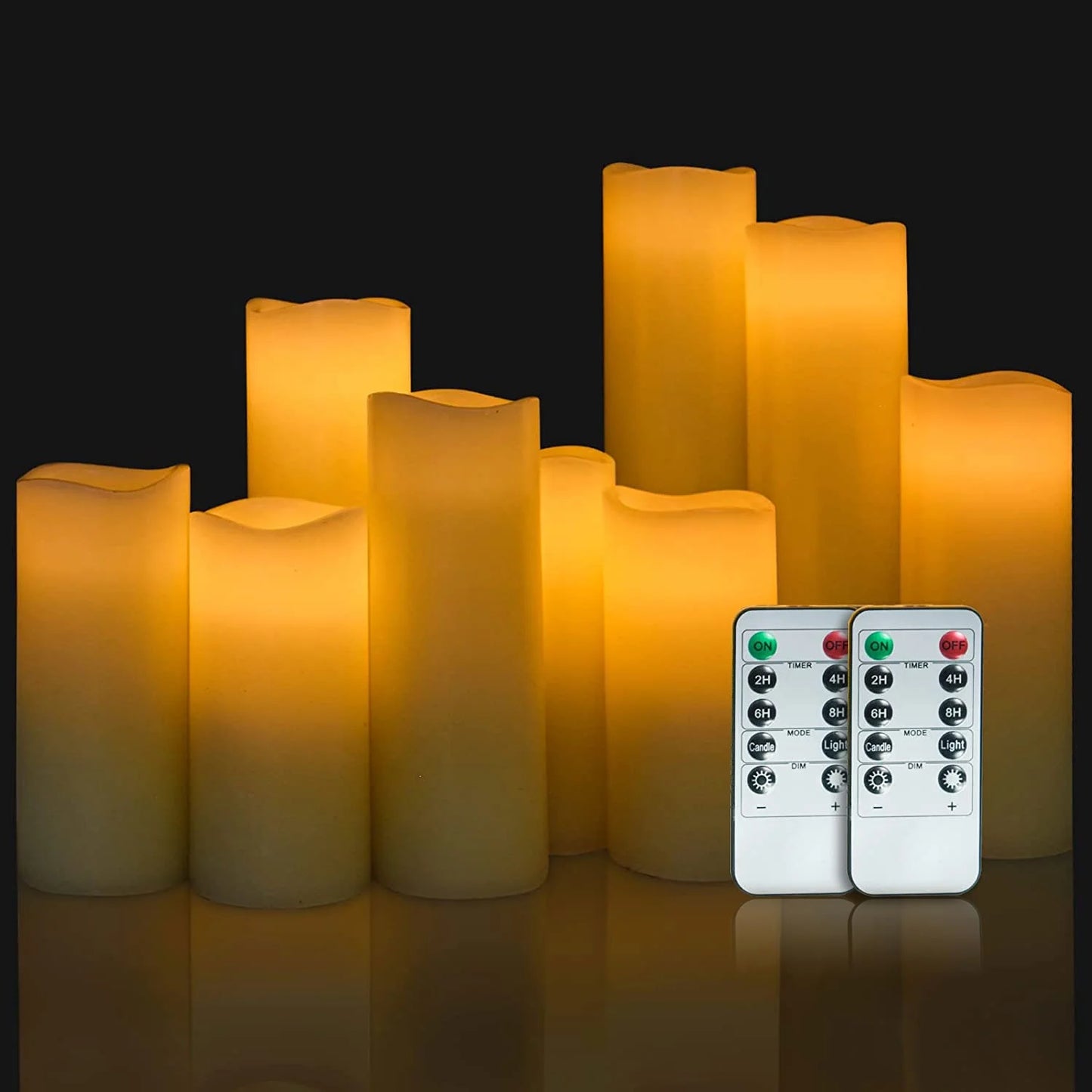 9-Pack Flameless Candles Real Wax LED Pillar Candles Battery Operated Candles Electric Ivory Candles Flicker Lights Votive Timing with Remote 300+ Hours Halloween