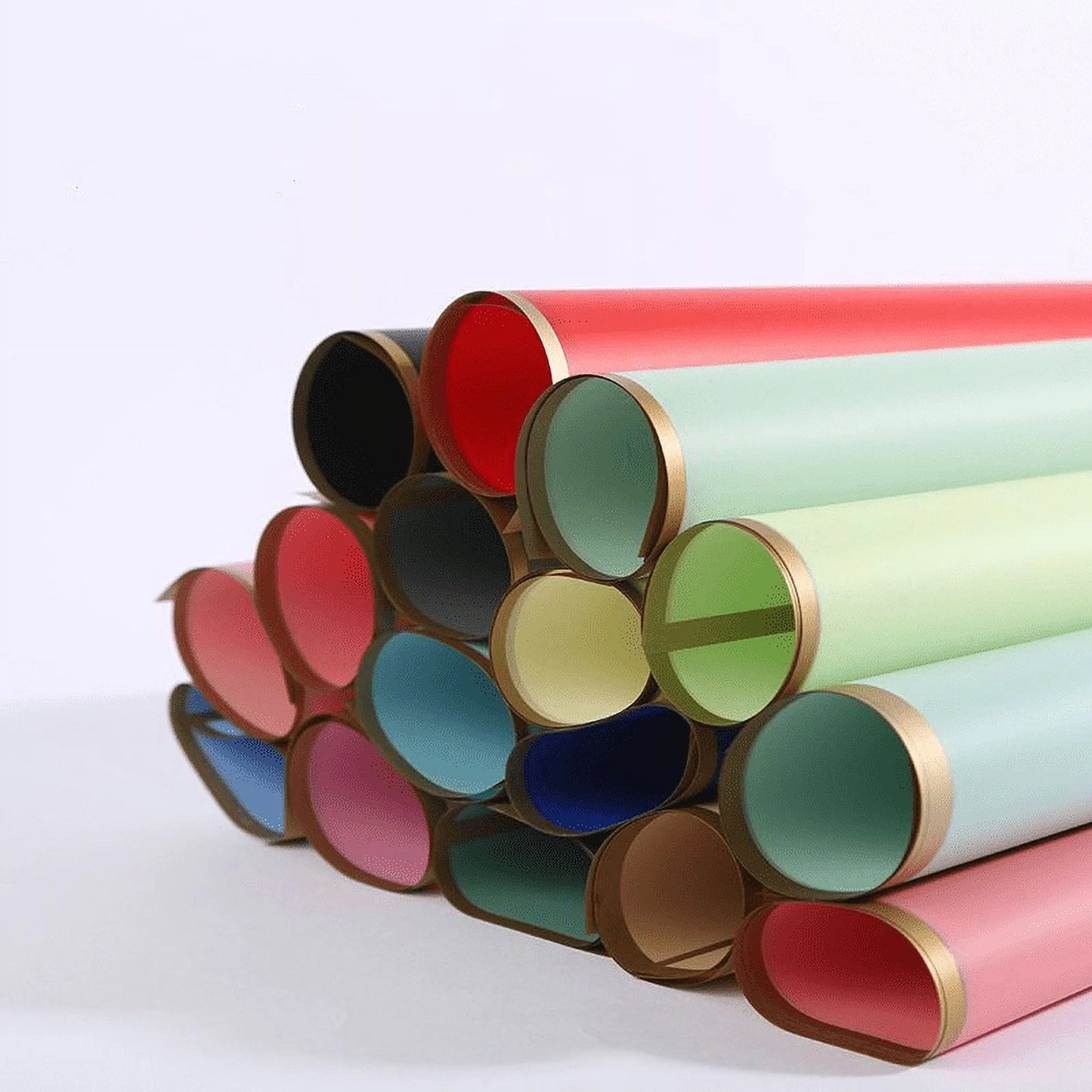 20 Sheets Pure Color Gold Edge Flower Wrapping Paper Waterproof Translucent Bouquet Packaging Paper Florist Bouquet Supplies for Wedding DIY Crafts Gift,Frosted Flower Wrapping Paper 22.8X22.8"