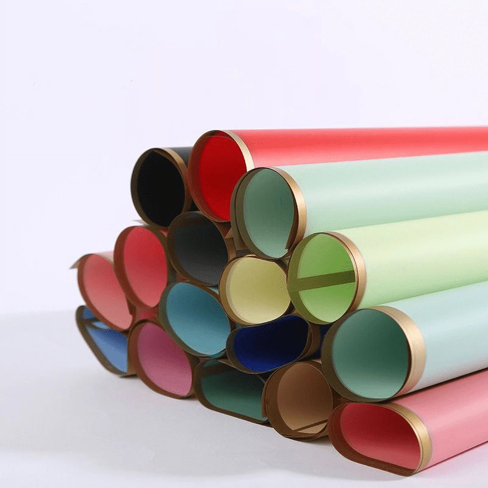 20 Sheets Pure Color Gold Edge Flower Wrapping Paper Waterproof Translucent Bouquet Packaging Paper Florist Bouquet Supplies for Wedding DIY Crafts Gift,Frosted Flower Wrapping Paper 22.8X22.8"