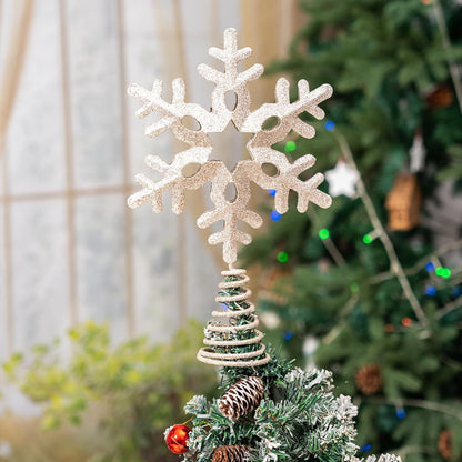 Tree Topper Snowflake, 13.25" Silver Glittered Christmas Tree Topper Decor, Christmas Tree Top Ornament Perfect for Any Size Xmas Tree