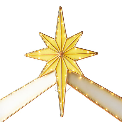 Indoor/Outdoor Light-Up Christmas Nativity Scene Set with 190 LED Lights, Warm White, 4 Pieces, by