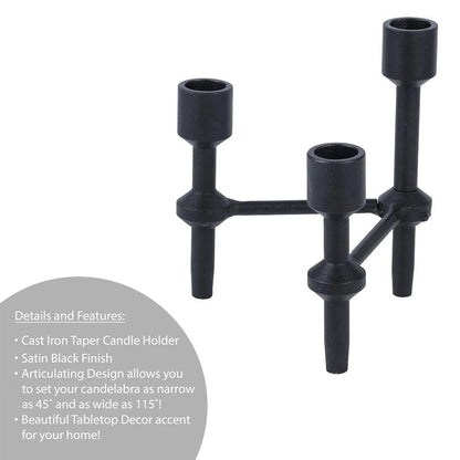 Better Homes & Garden 6" Black Cast Iron Pillar Taper Candle Holder Candelabra