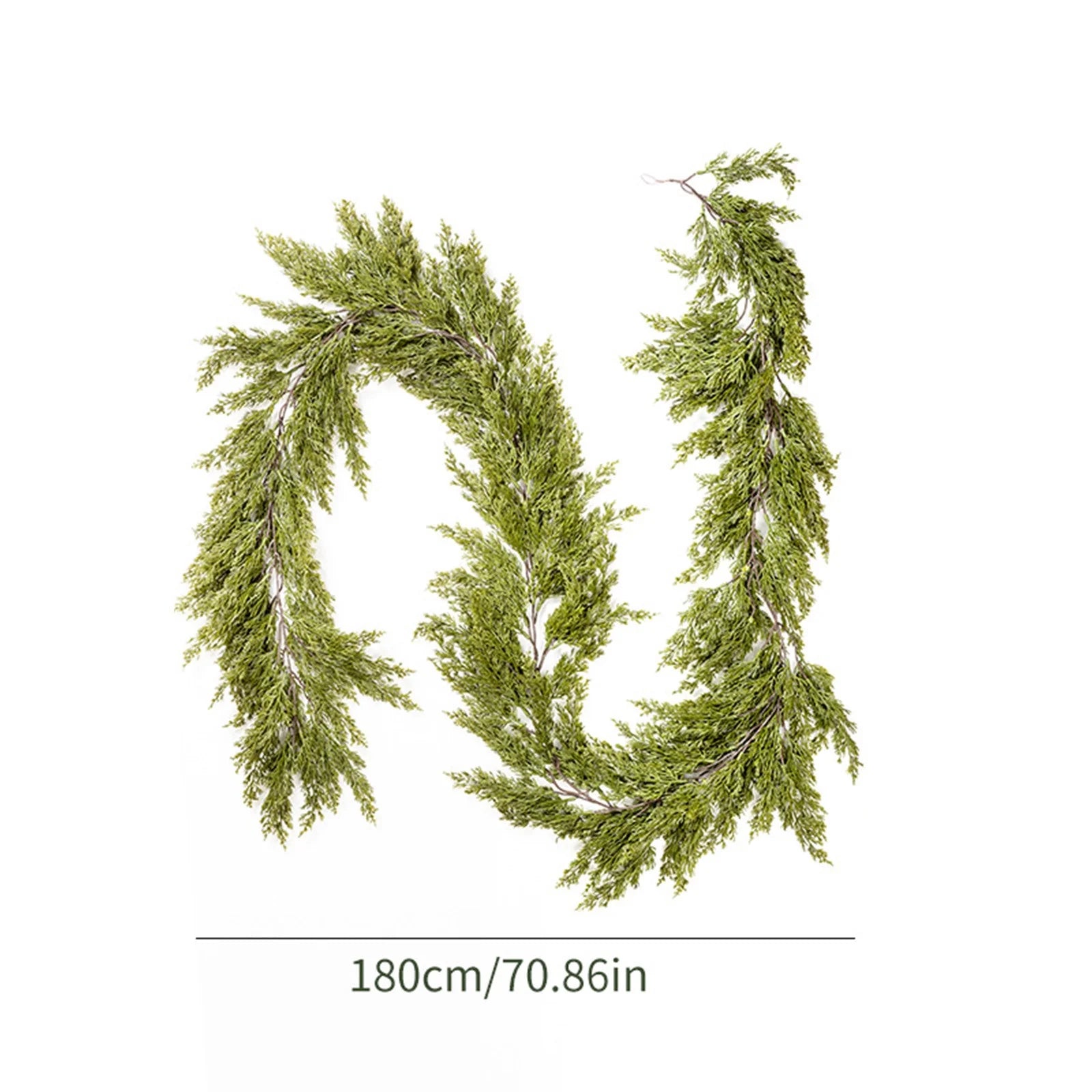 1 Pcs 6 Feet Christmas Cedar Garland Thick and Lush Realistic Artificial Cedar Garland Green Faux Cedar Pine Needles Garland for Christmas Winter Home Mantel Fireplace Holiday Party Decor