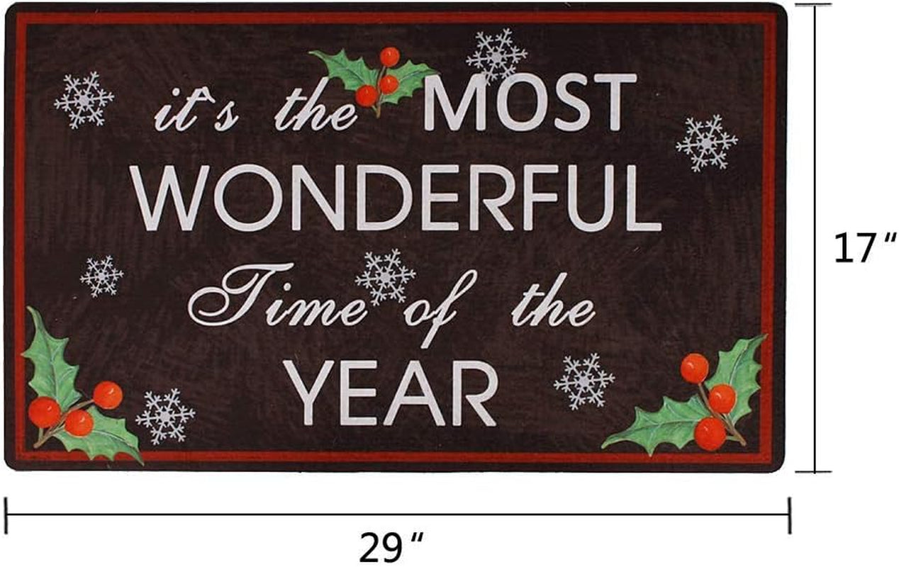 Durable Rubber Christmas Welcome Doormat Decorative Rug Entryway Kitchen Floor Patio Garage Door Mat 29" X 17" (It'S the Most Wonderful Time of the Year)