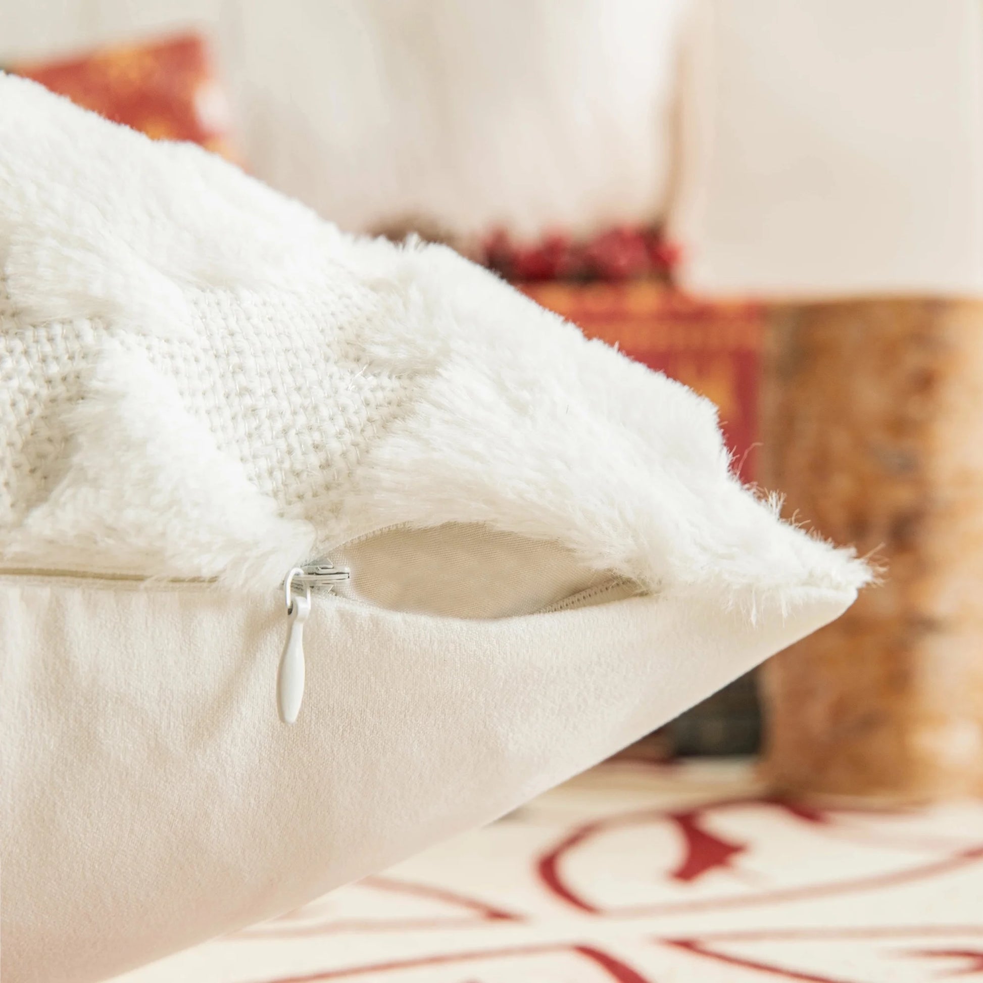 Set of 2 Christmas Tree Throw Pillow Covers, Soft Faux Fur Decorative Xmas Throw Pillows for Couch Sofa Holiday Winter Decor