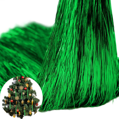 3000 Strands Christmas Tree Decorations Tinsel Garland Iridescent Tinsel Foil Fringe Icicles for Christmas Home Hair Decor Holiday Birthday Graduation Supplies (Green)