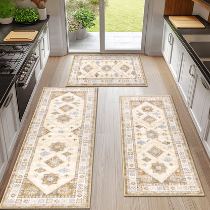 Boho Kitchen Rug Sets 3 Piece Runner Bohemian Mats Non Skid Washable Kitchen Floor Mat Runner