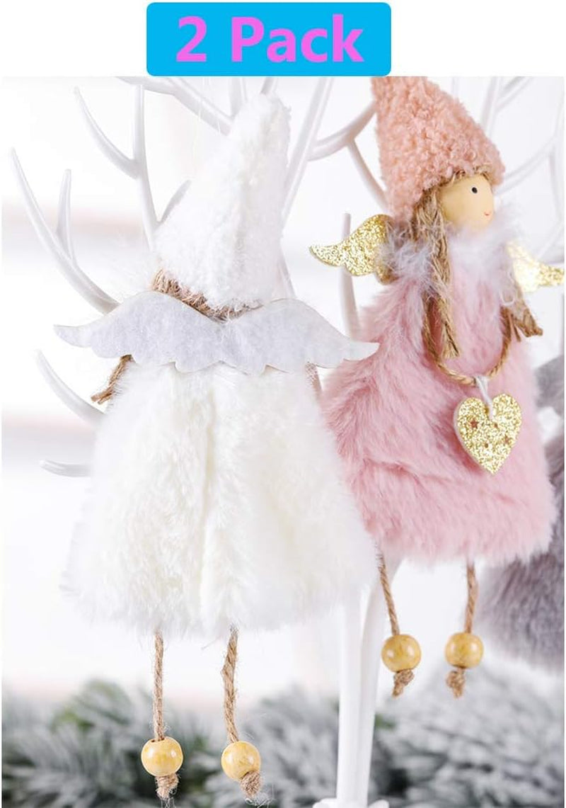 Hanging Ornaments 2 Pieces Love & Snowflake Angels Christmas Decorations Tree Pendant Creative Gifts (Love & Snowflake Angel)