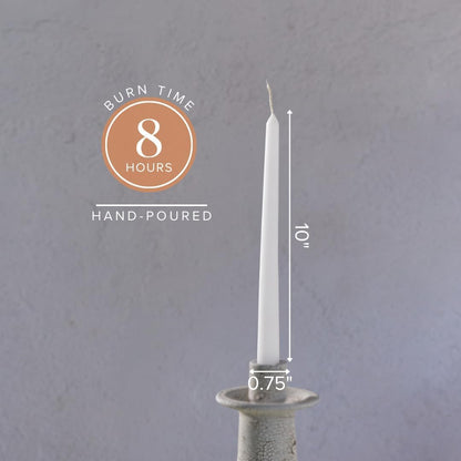10 Inch White Taper Candle Sticks - Set of 30 Tall Candles, Dripless, Bulk