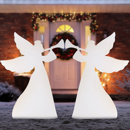 3Ft Set of 2 Christmas Angel Yard Decorations W/ Weather-Resistant PVC, 4 Stakes