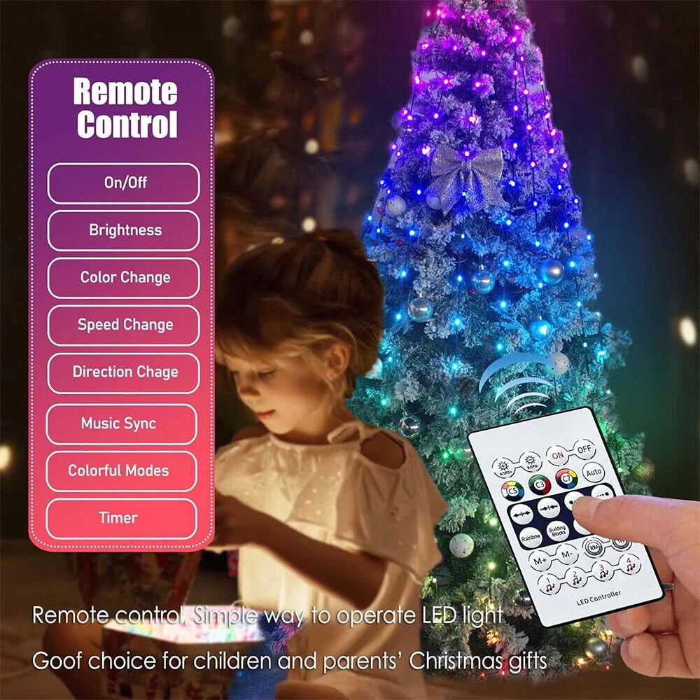 200 LED Christmas Tree Lights with Smart APP & Remote Control Waterfall String Fairy Lights Outdoor Waterproof Party Decor