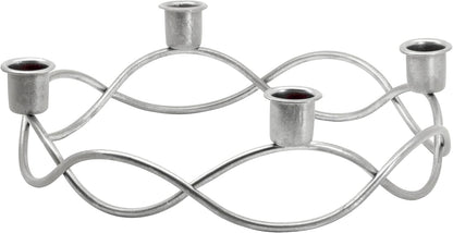 10" Dia Metal Christmas Advent Wreath Taper Candle Holder, Seasonal Centerpiece Decor - Silver