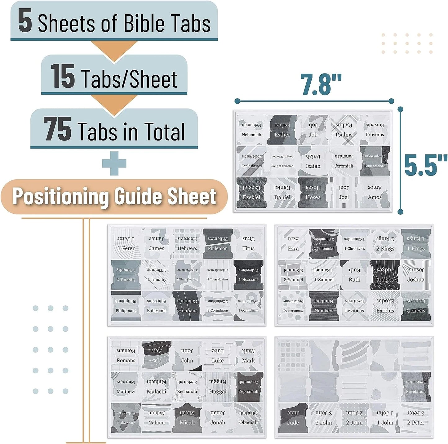 - Bible Tabs, 75 Tabs, Gray Theme, Laminated Bible Tabs for Women and Men