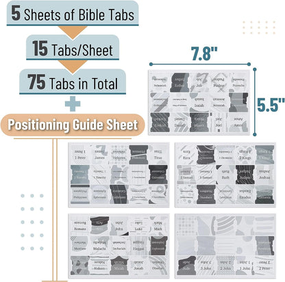 - Bible Tabs, 75 Tabs, Gray Theme, Laminated Bible Tabs for Women and Men