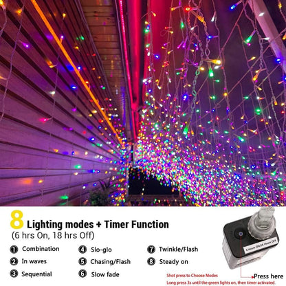 Christmas Icicle Lights Outdoor, 360 LED 29.5Ft 8 Modes Fairy Icicle String