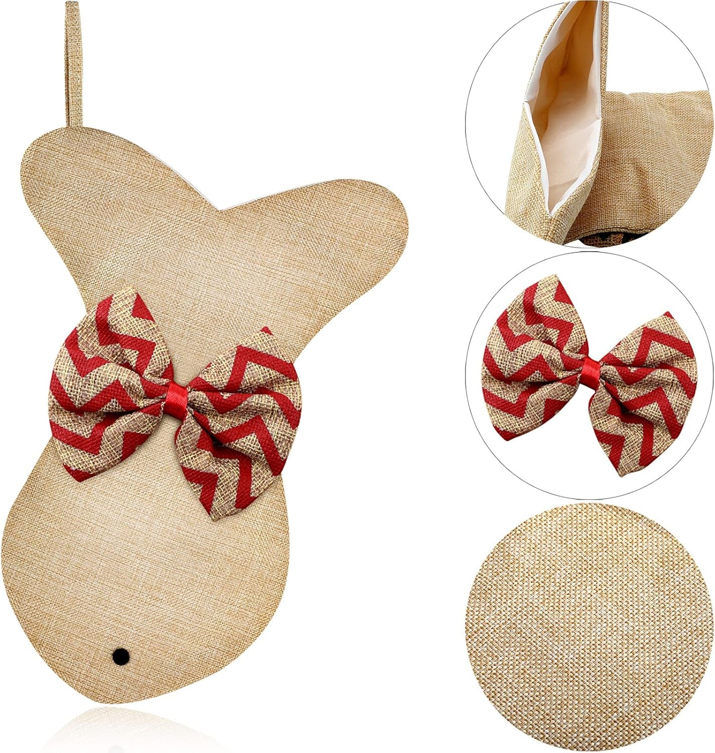 4 Pcs Dog Christmas Stocking Bone Fish Pet Christmas Stockings Pet Burlap Stocking Fireplace Hanging Stockings with Bow Knot for Dog Cat Xmas Party Decoration Gift (Bone and Fish)