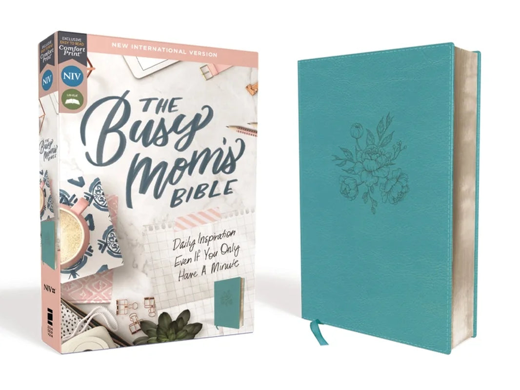 Niv, Busy Mom'S Bible, Leathersoft, Teal, Red Letter Edition, Comfort Print: Daily Inspiration Even If You Only Have One, (Hardcover)