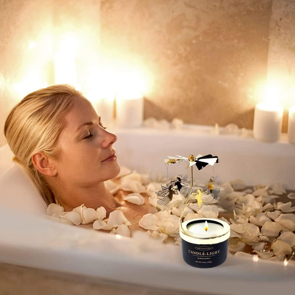 Angel Rotating Scented Candle, Funny Gift for Women, Soybean Wax, 3.5 Ounce, Black, Unique Aromatherapy Candle for Relaxation and Stress Relief