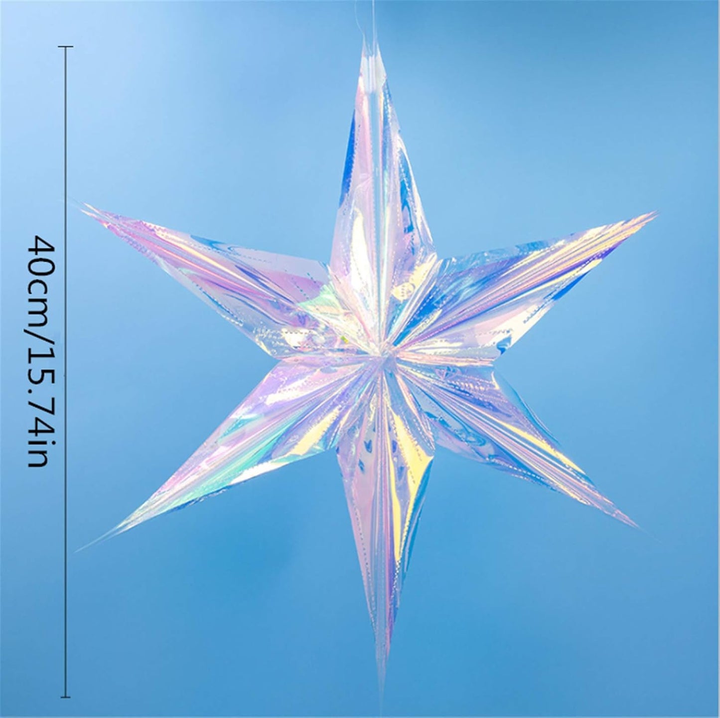 6 Pack 15.74 Inch Iridescent Ornament Star Hanging Decorations Hexagon Star Clear Foil Decorative Folding Rainbow Shine Party Ornaments for Bridal Shower Wedding Birthday Frozen Theme Decoration