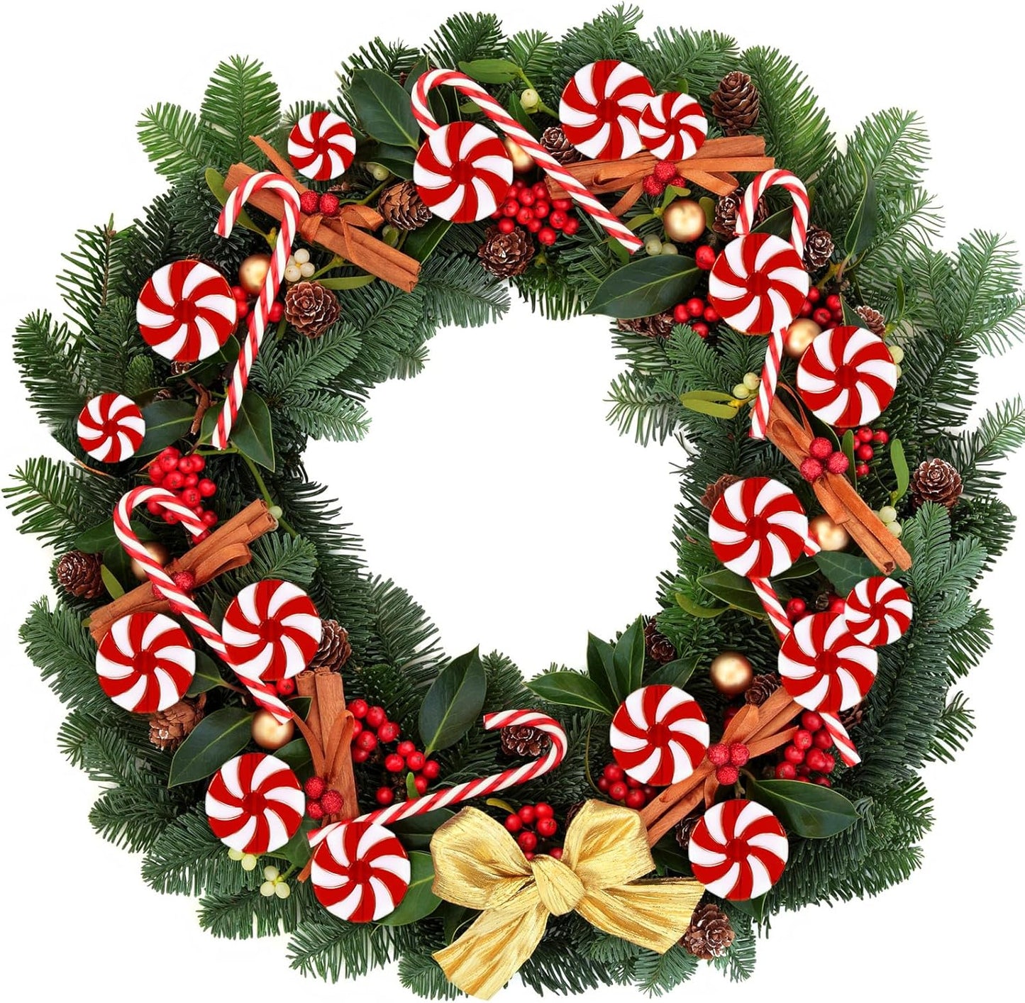 48 Pcs Christmas Candy Canes Ornament Plastic Christmas Tree Hanging Decoration Fake Swirl Candy Canes Garlands with Crystal Wire for Home Xmas Gift Indoor Outdoor Party Favor (Red and White)