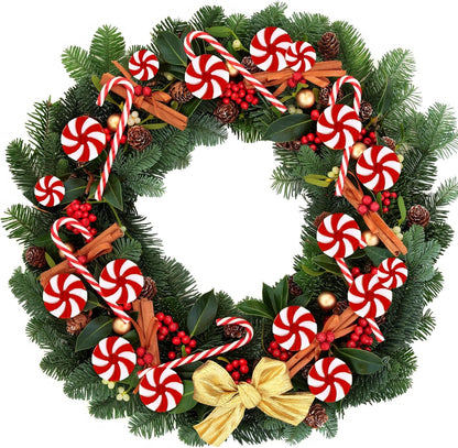 48 Pcs Christmas Candy Canes Ornament Plastic Christmas Tree Hanging Decoration Fake Swirl Candy Canes Garlands with Crystal Wire for Home Xmas Gift Indoor Outdoor Party Favor (Red and White)