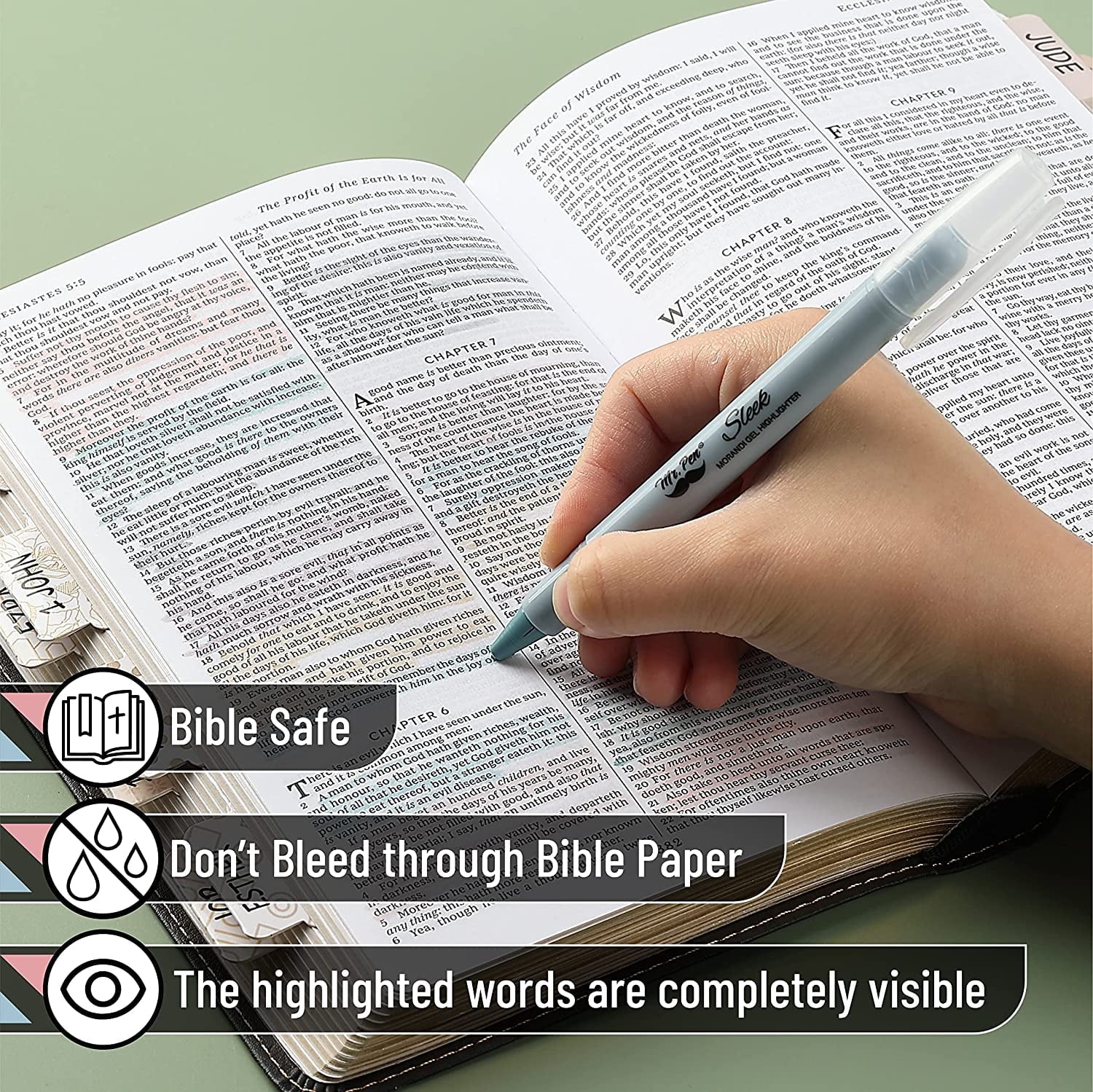- Gel Highlighter, 8 Pack, Morandi Colors, Bible Highlighters No Bleed, No Bleed Highlighters