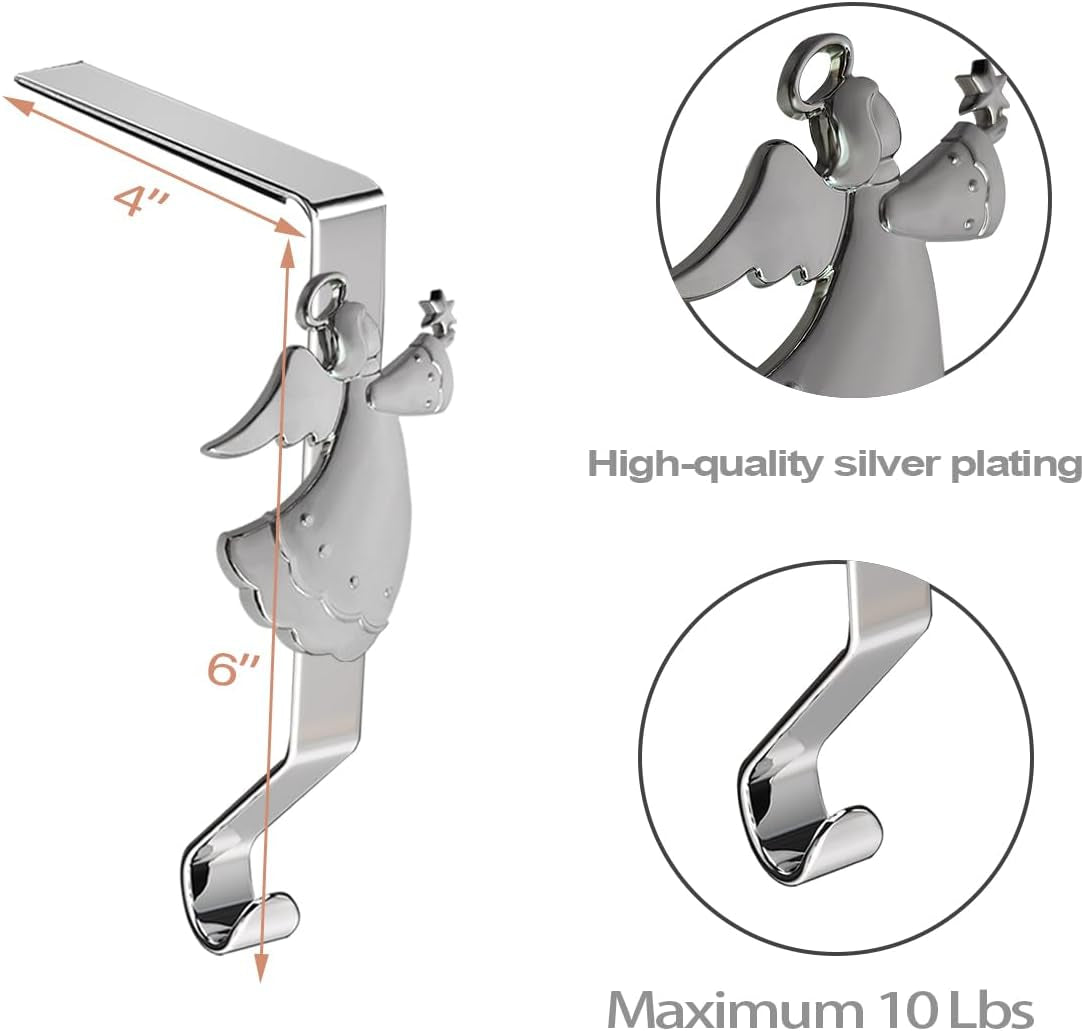 Christmas Stocking Holder for Mantle, Reusable Christmas Stocking Hooks, No-Damage Xmas Hanger for Fireplace Mantle Grip Stand Christmas Decoration Ornaments Hanging Shelf Floor