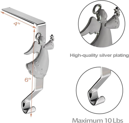 Christmas Stocking Holder for Mantle, Reusable Christmas Stocking Hooks, No-Damage Xmas Hanger for Fireplace Mantle Grip Stand Christmas Decoration Ornaments Hanging Shelf Floor