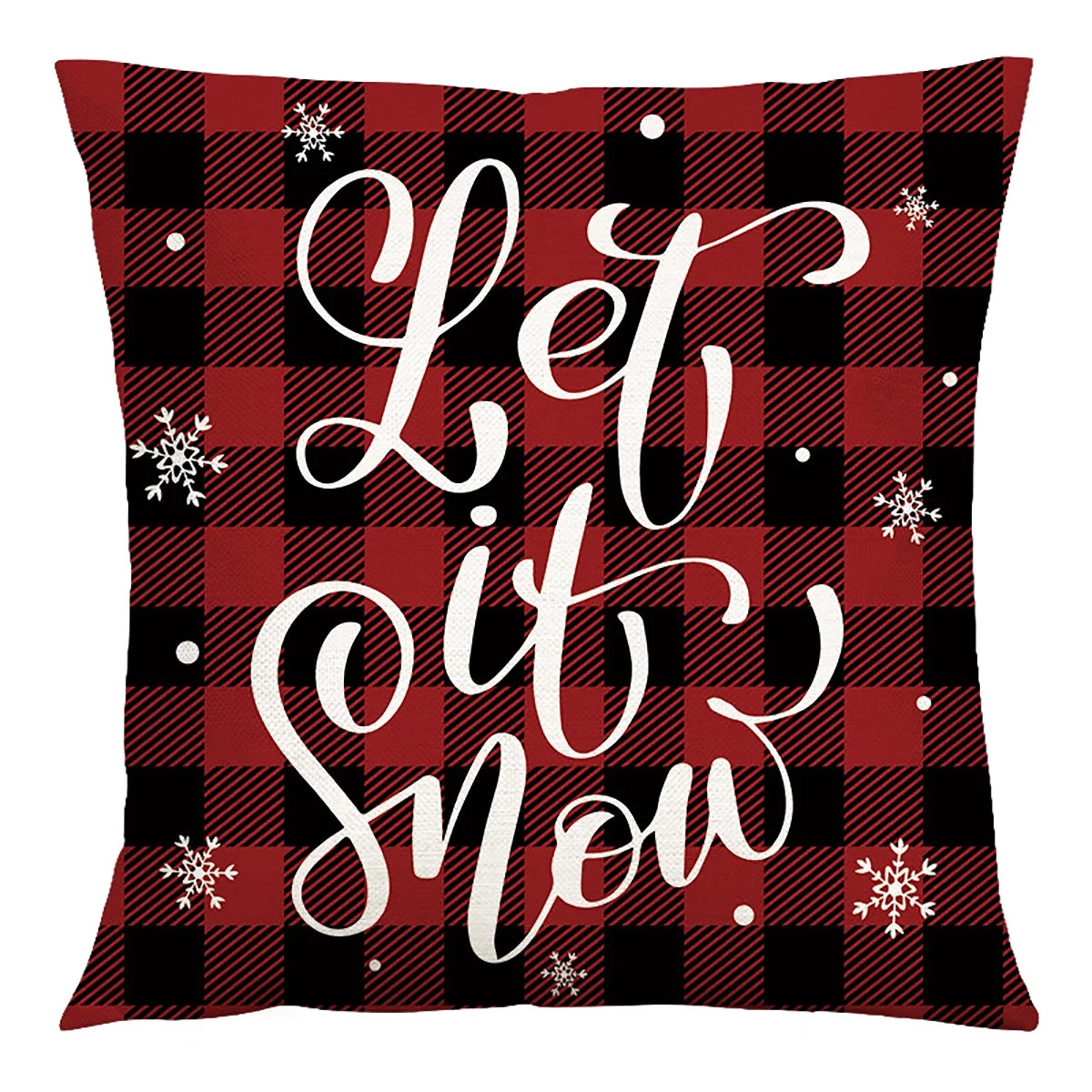 4 Pack Buffalo Plaid Home Snow Throw Pillow Cover 18 X 18 Inch Velvet Christmas Winter Holiday Snowflake Cushion Case Decoration for Sofa Couch Joyful Believe for Couch Sofa