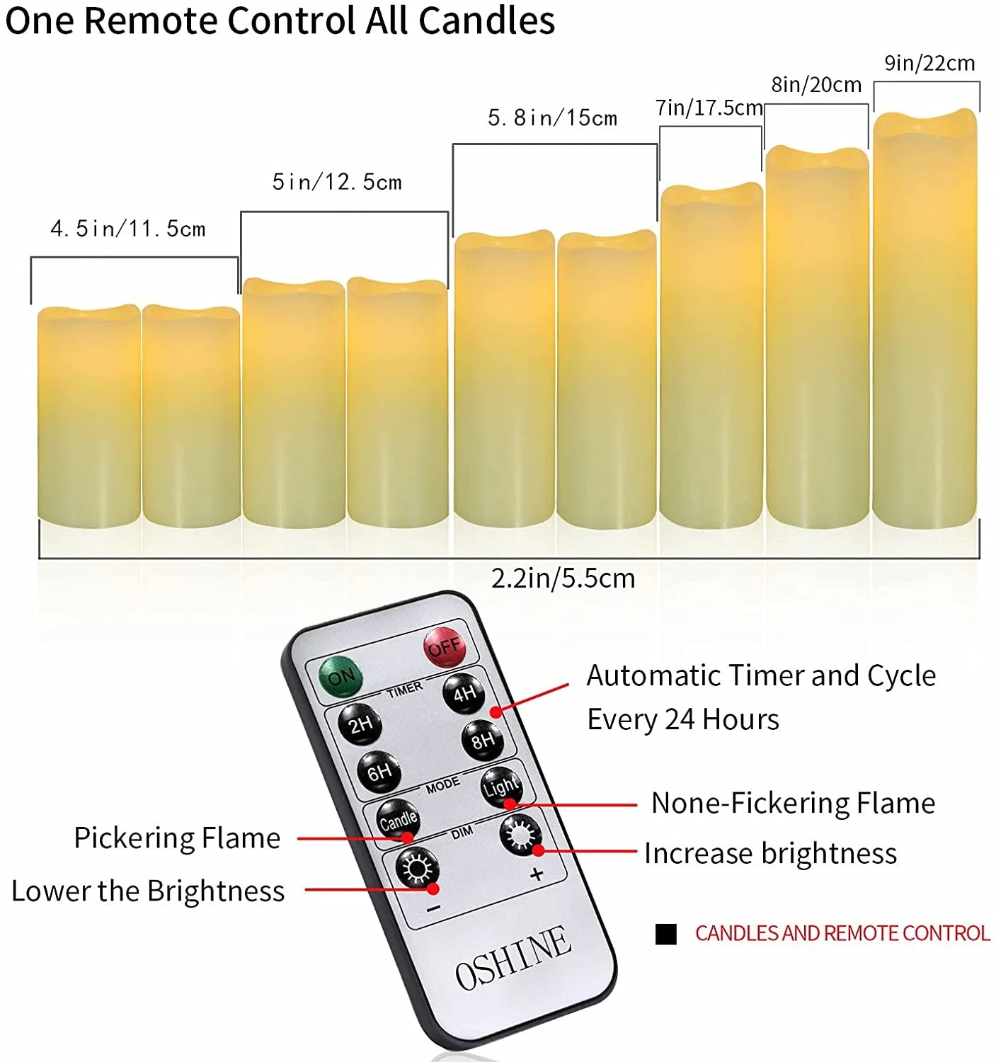 9-Pack Flameless Candles Real Wax LED Pillar Candles Battery Operated Candles Electric Ivory Candles Flicker Lights Votive Timing with Remote 300+ Hours Halloween