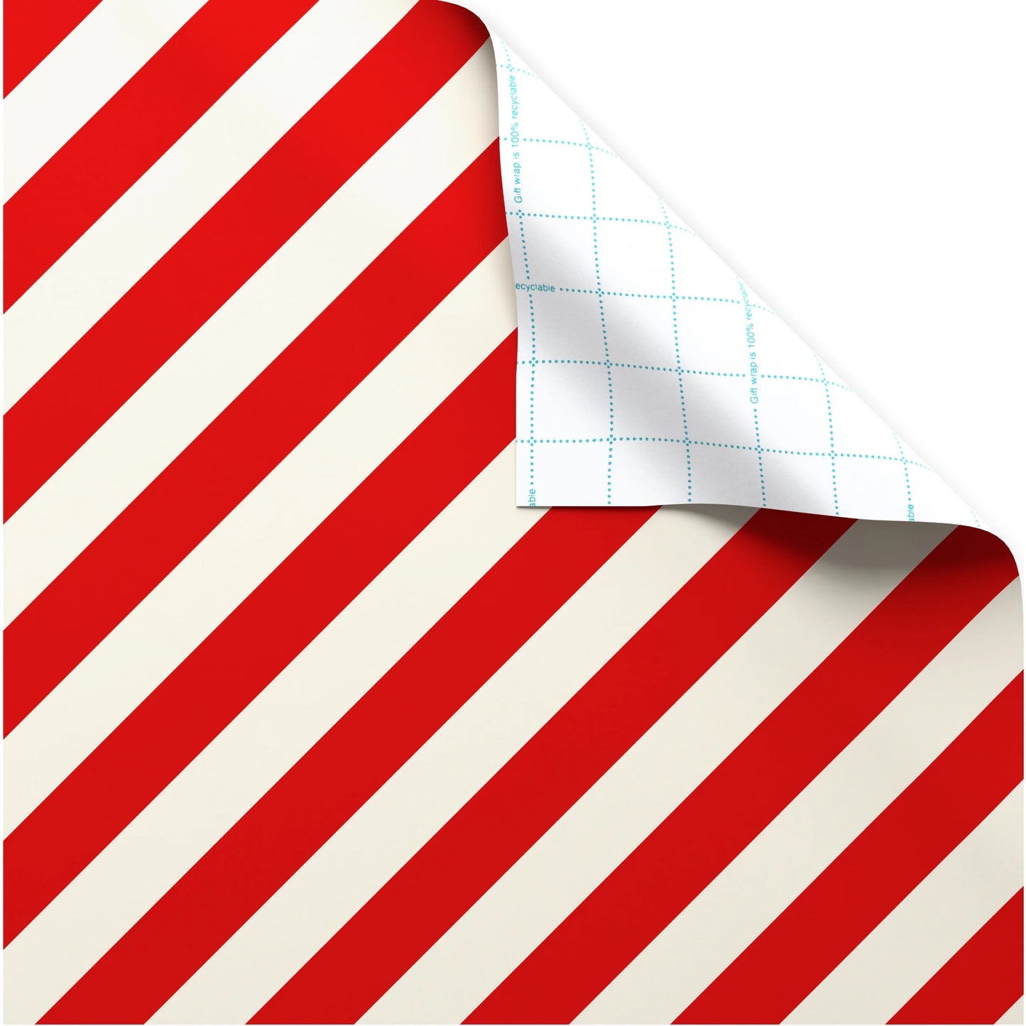30 In. Diagonal Stripes Christmas Wrapping Paper with Cutlines, Red and Ivory (100 Sq. Ft., 1-Roll)