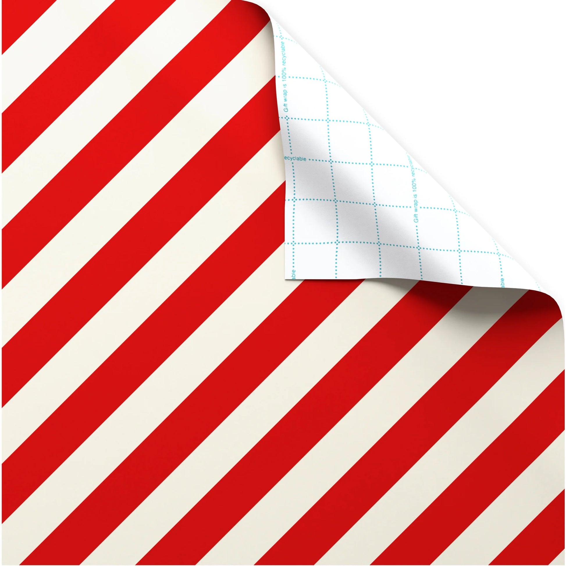 30 In. Diagonal Stripes Christmas Wrapping Paper with Cutlines, Red and Ivory (100 Sq. Ft., 1-Roll)