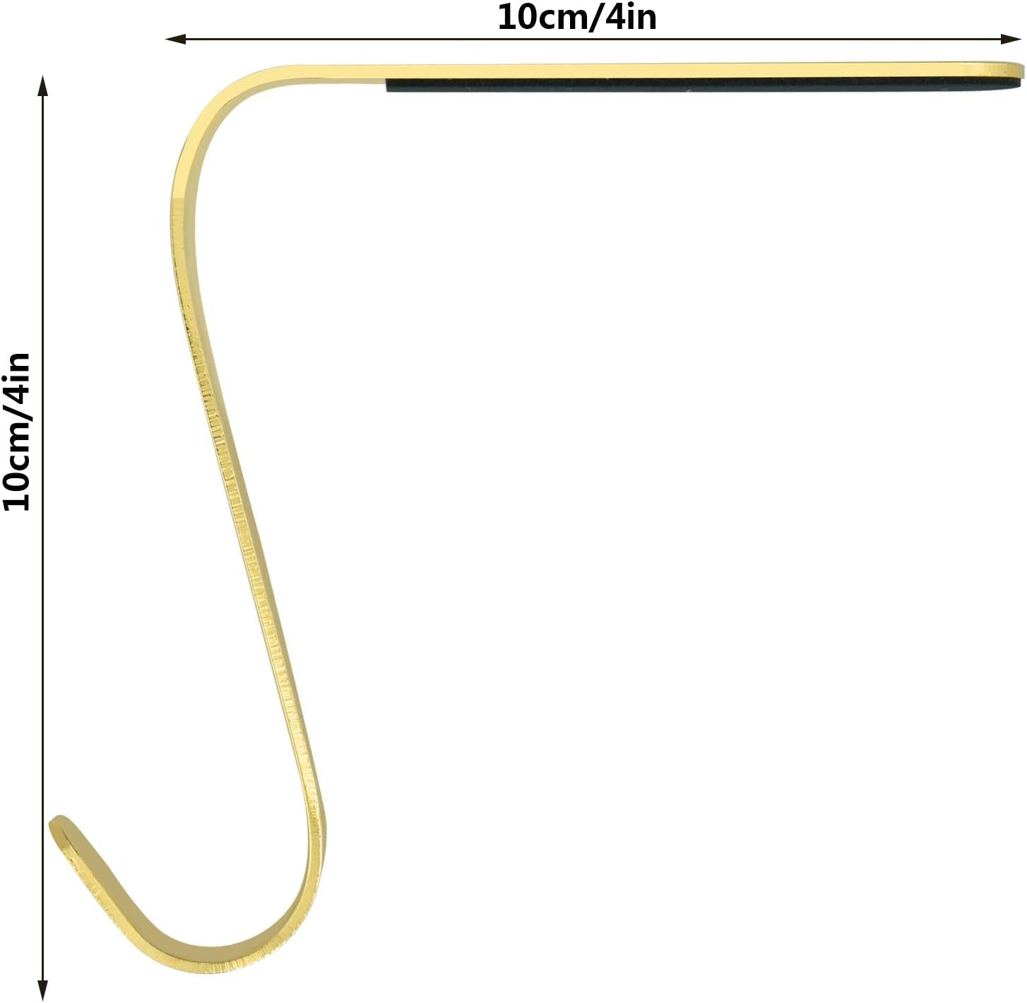 Christmas Stocking Holders Metal Stocking Hangers Non-Slip Christmas Stocking Hooks for Fireplace Mantle (Gold)