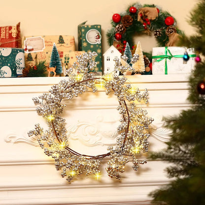 5.9Ft Silver Berry Christmas Garland with Light Artificial Garland for Indoor Mantle Staircase Home Xmas Decoration