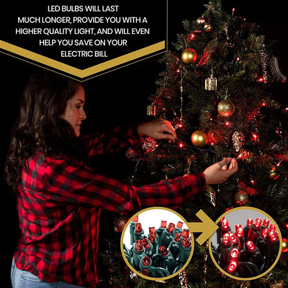 50 LED Mini Christmas String Lights 120V UL588 (50, Red)
