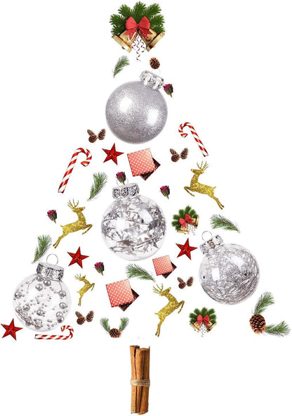 24 Pcs Christmas Decorations Ornaments, 4 Styles Sliver Christmas Tree Balls, 2.76 Inches Shatterproof Ornaments Set for Outdoor Indoor Holiday Wedding Party
