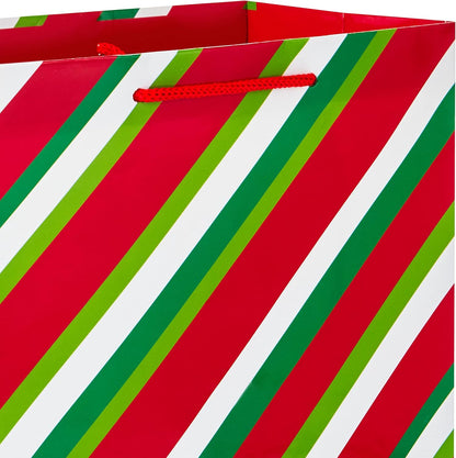 Image Arts 11" Large Holiday Gift Bag Bundle (Pack of 6; Snowman, Ornaments, Stripes)