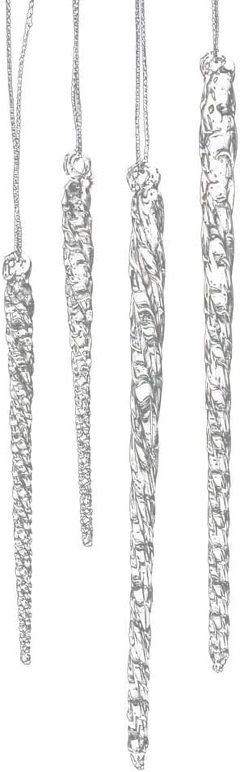 Kurt Adler 3.5-5.5 Inch Clear Glass Icicle Ornament Set of 24 Pieces