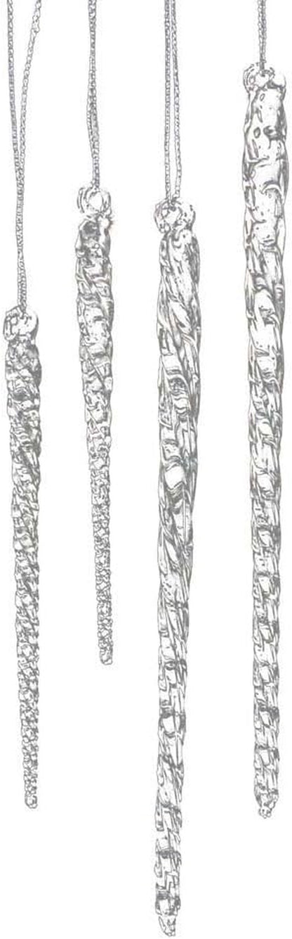 Kurt Adler 3.5-5.5 Inch Clear Glass Icicle Ornament Set of 24 Pieces
