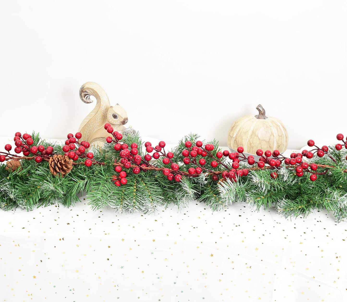 6FT Red Berry Garland, Flexible Artificial Red and Burgundy Berry Christmas Garland for Indoor Outdoor Home Fireplace Decoration for Winter Holiday New Year Decor